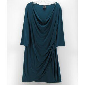 Clara Sunwoo Dress XL Faux Wrap Sheath Pullover Stretch Cowl Neck USA